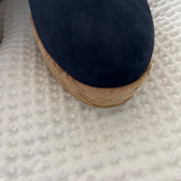 Stuart Weitzman Corkswoon Wedges Navy Suede Like New 9.5 - Picture 11 of 16